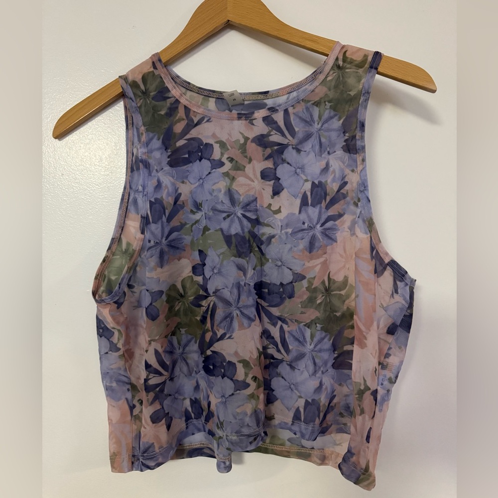 Beyond Yoga sheer floral tank top